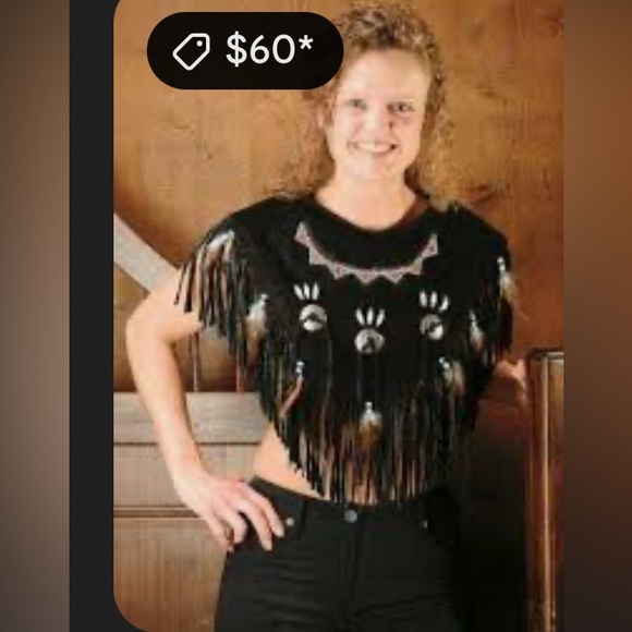 Western fringe top measurements in pictures adjustable size with Velcro - Picture 14 of 14